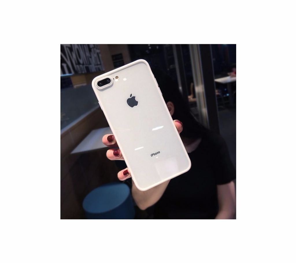 Luxury Glass TPU Edge Shockproof  Hard Frame Phone Case For iPhone 7 Plus