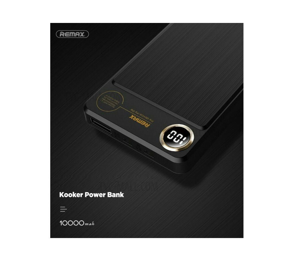 REMAX Kooker RPP-87 Single USB Output 10000mAh Power Bank Charger for iPhone Samsung LG - Black