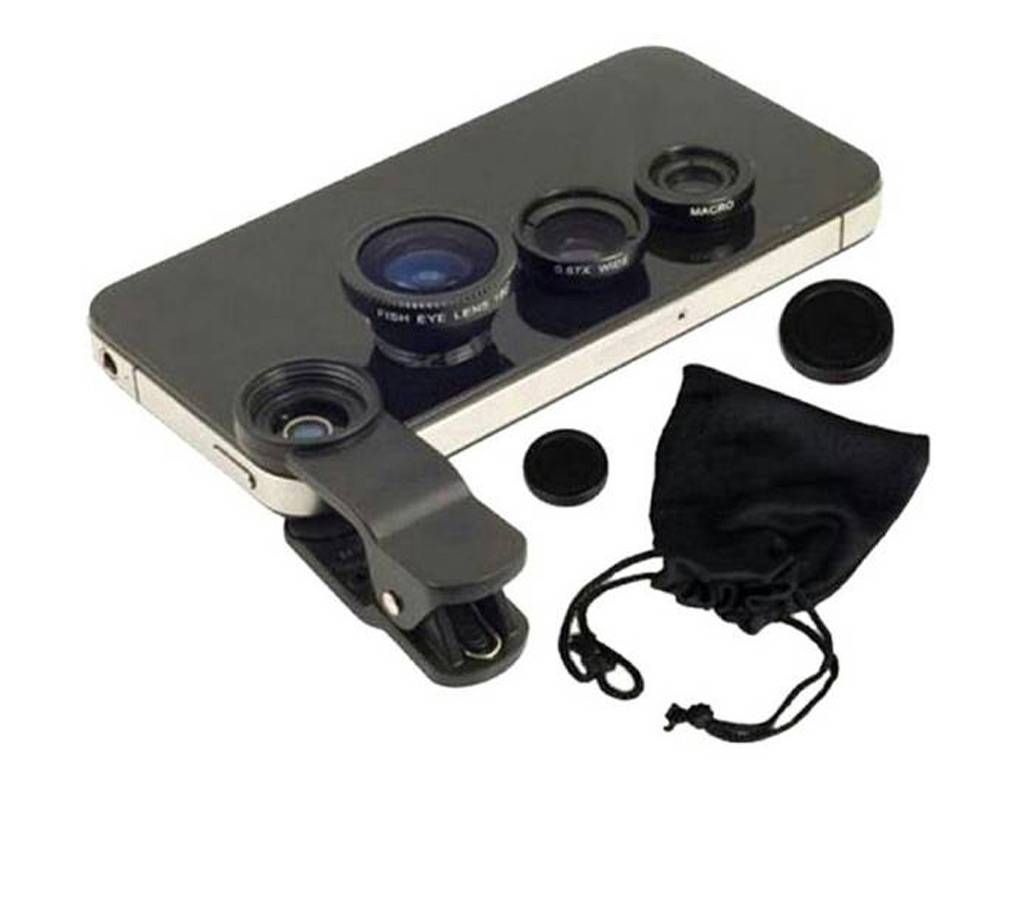 Universal Clip-on Lens With 3-in-1 Effect – Black