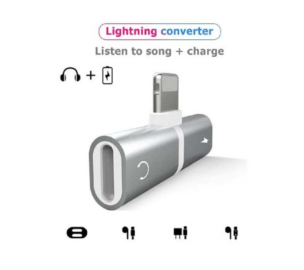 Double Jack Charging Audio Adapter for iPhone 7 8 X Support IOS 11 Music or Call For Dual Lightning Headphone Chargeer Adapter