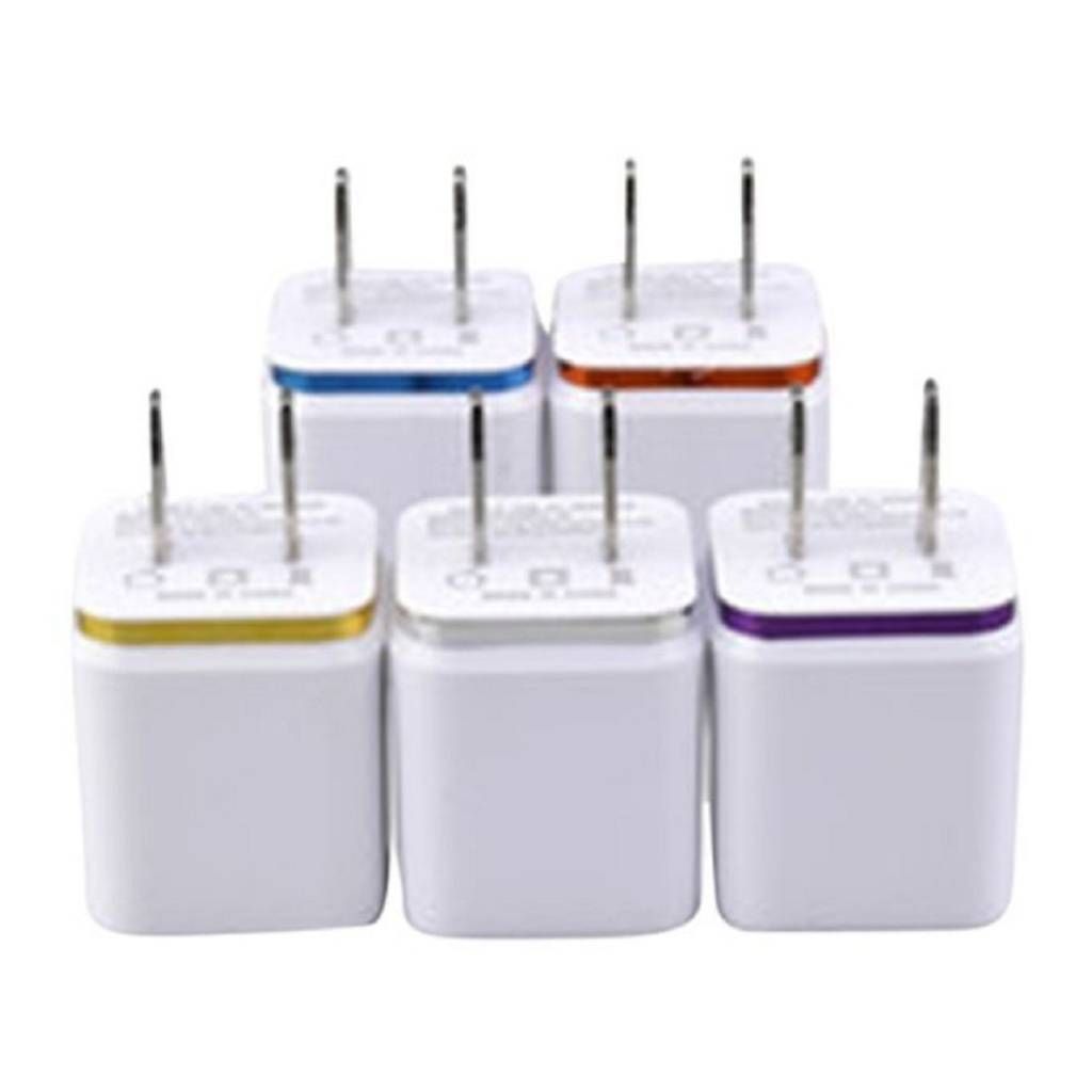 White Metal Dual USB wall Charging Charger