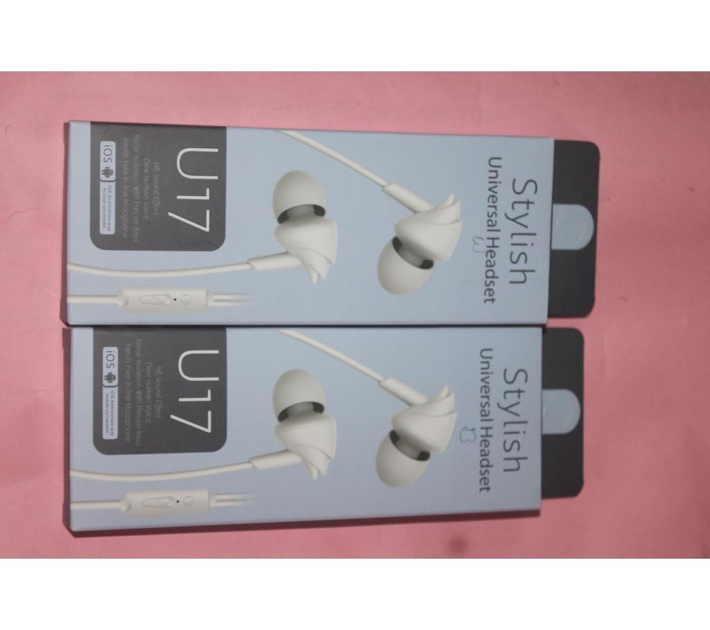 Stylish u17 Black colour earphone 