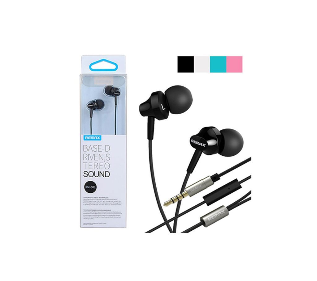 Remax Rm-501 In-line Control Fashion Earphone for Iphone Ipad Ipod , Samsung, HTC, Huawei, LGand more.