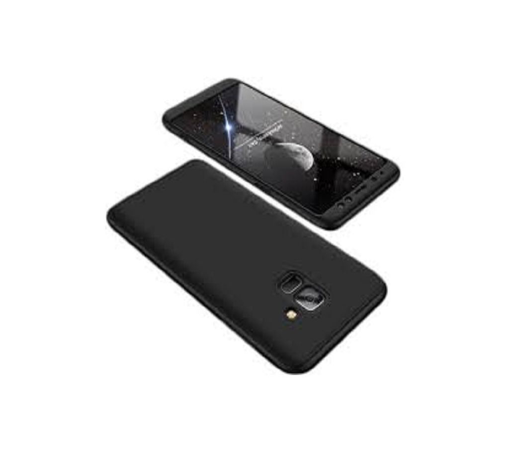360 Degree GKK Phone Back Cover for Samsung A8 Plus - Black
