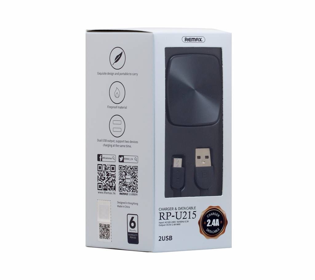 REMAX 2.4A Flinc Charger with Micro Data Cable RP-U215
