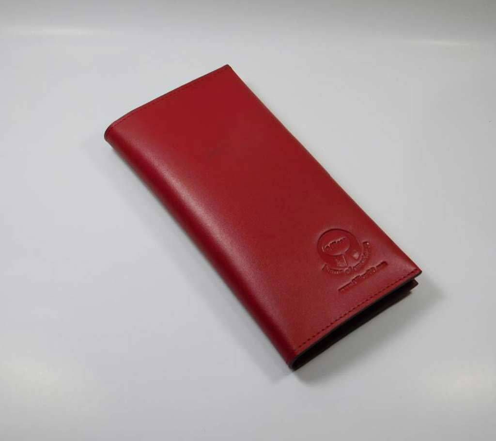 Leather mobile cover cum wallet - Red 
