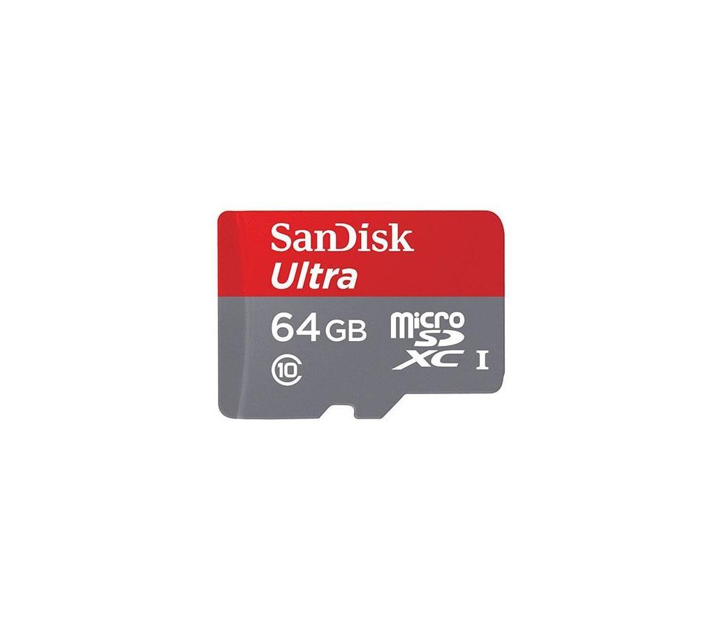 SanDisk Ultra 64 GB MicroSDHC Class 10 Memory Card - 80 MB/s - Red and Ash