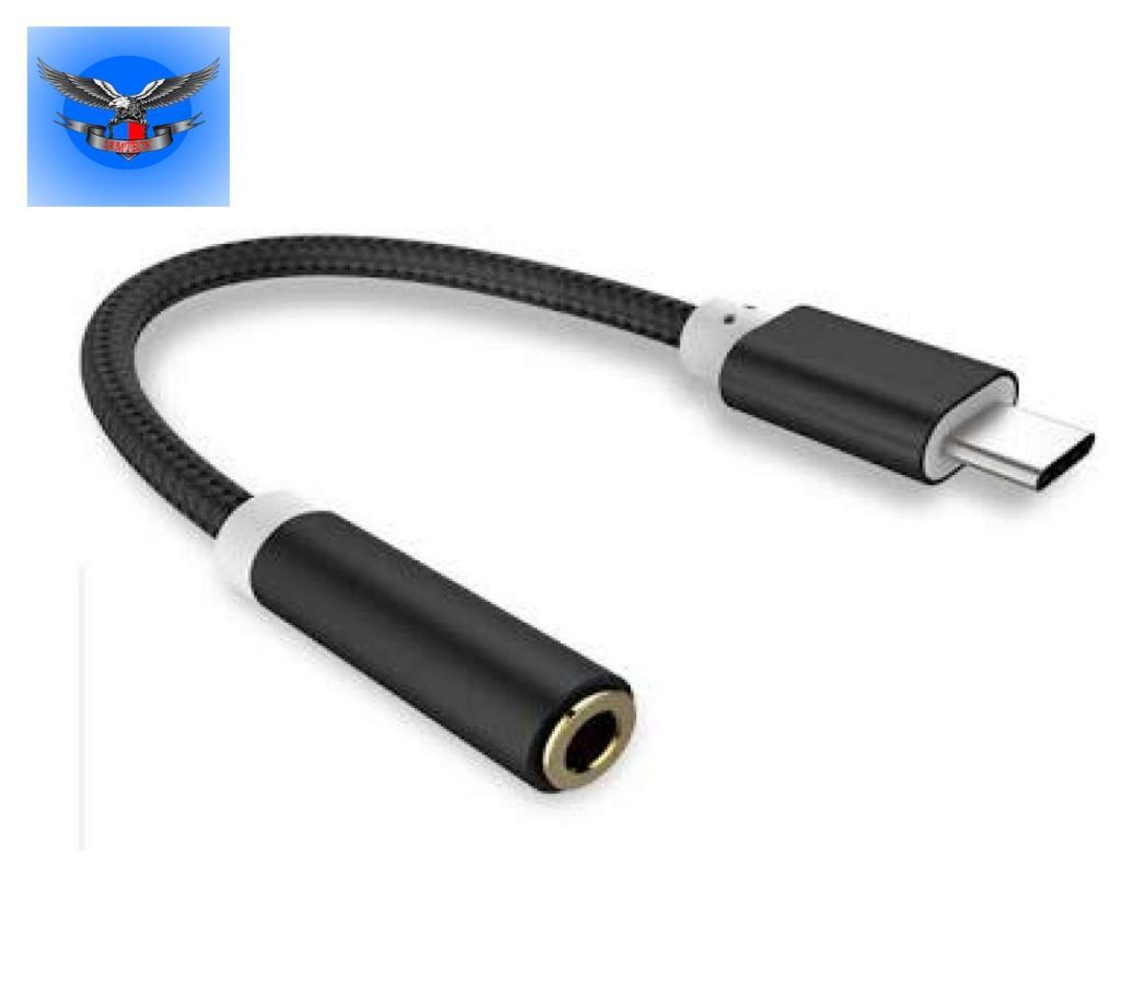 USB-C Type C Male to Audio Mini-Jack 3.5mm Female Earphone Adapter Converter - Black