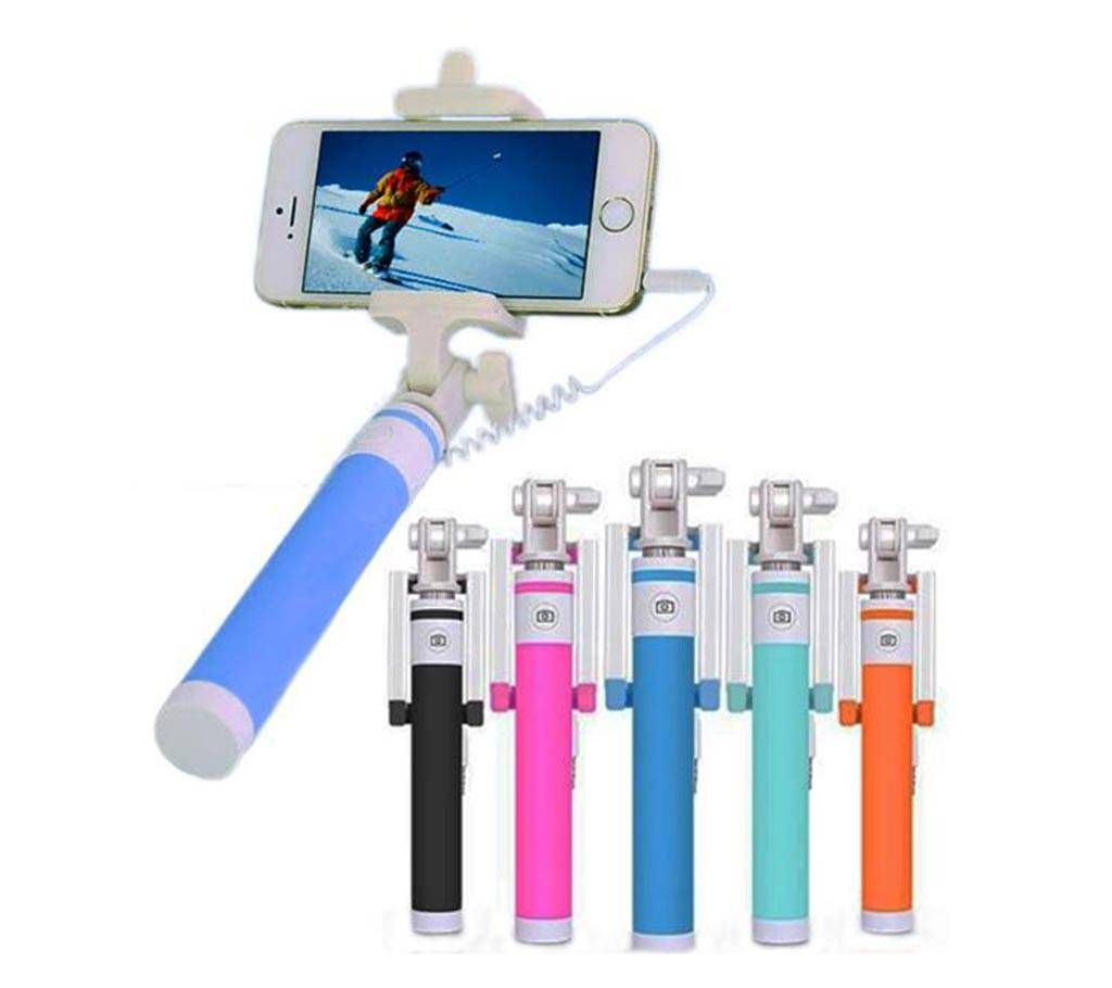 Candy Color Portable Wired Selfie Stick