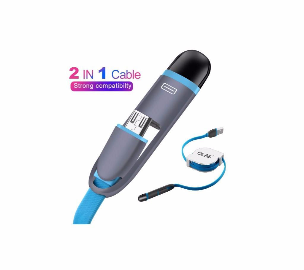 OLAF 2 in 1 Retractable Fast Charging IPhone & Micro USB Cable