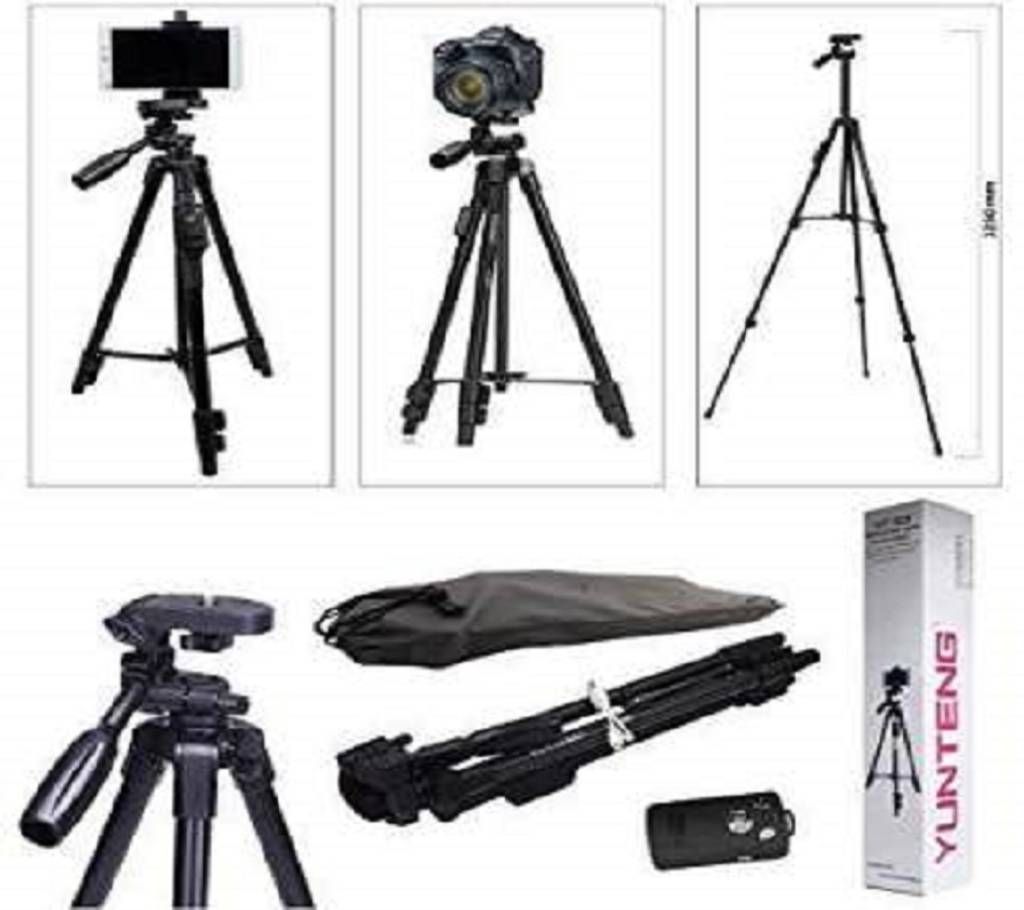 Selfie Video YUNTENG VCT 5208 RM Aluminum Tripod with 3-Way Head & Bluetooth Remote