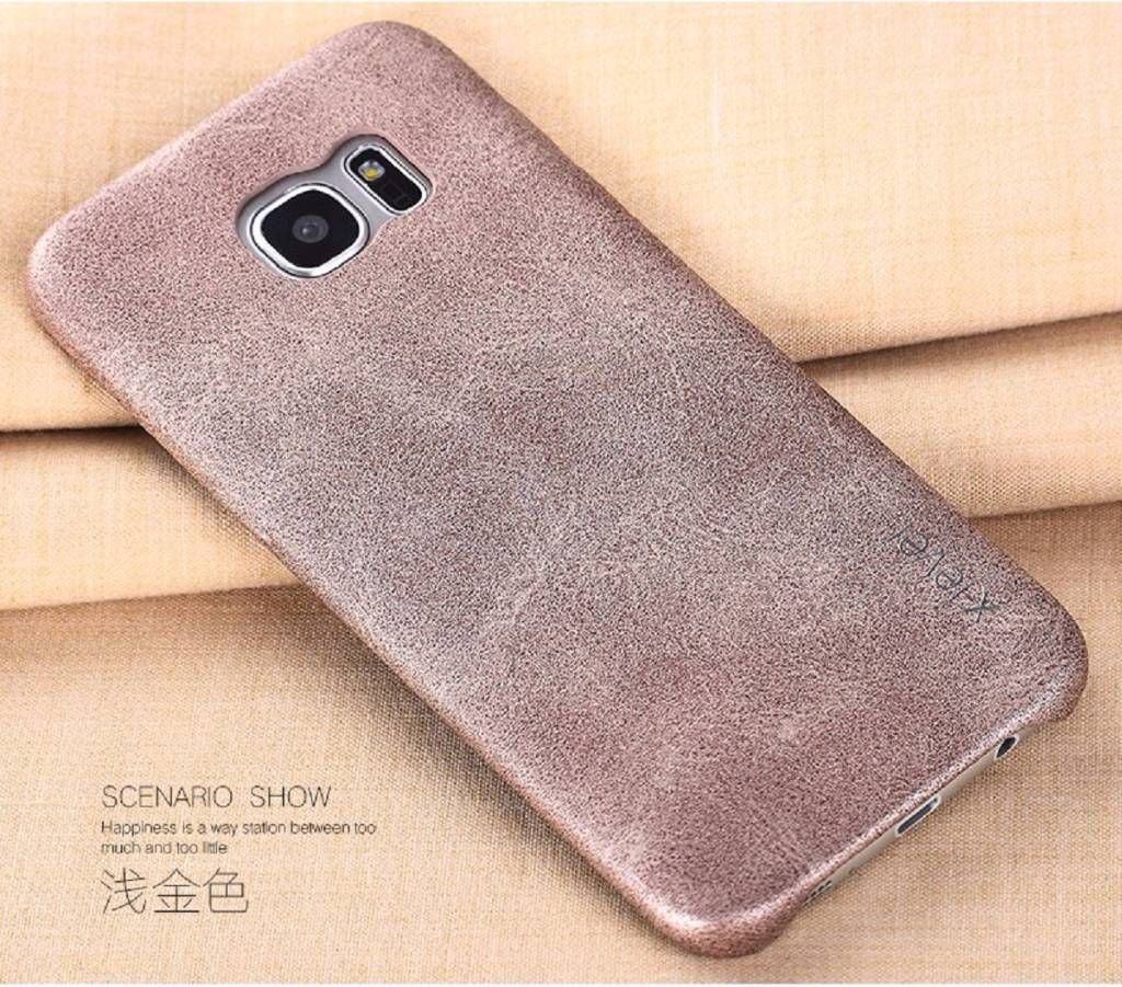 leather back Case For Galaxy S7 Edge-gold