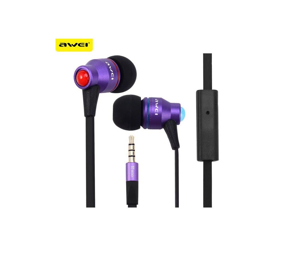 AWEI TE800i Metal In-Ear Earphone Headphone Headset with Mic- Black
