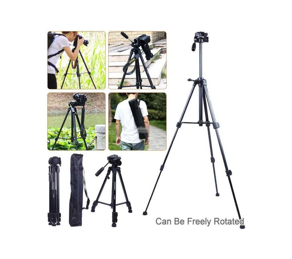 Yunteng 5208 Aluminum Lightweight Camera Phone Stand Stand with Remote Control Bluetooth 125cm - Black