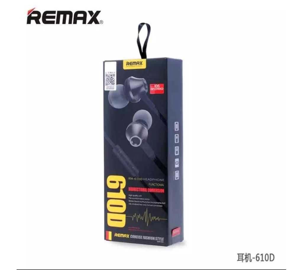 Remax Rm 610D Black colour  earphone 