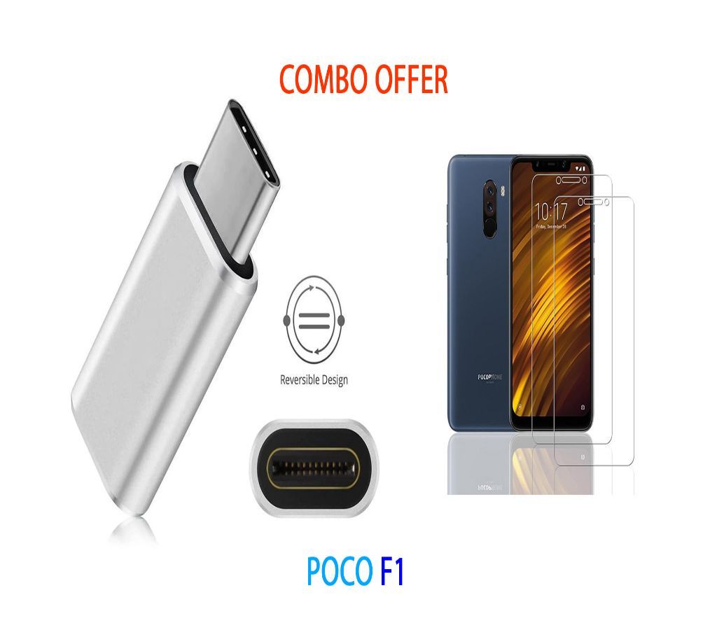 Glass Screen Protector for Xiaomi Pocophone F1 +Type-C