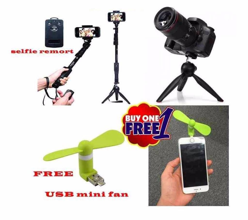 Yunteng Long Selfie Stick With Portable Mini Fan