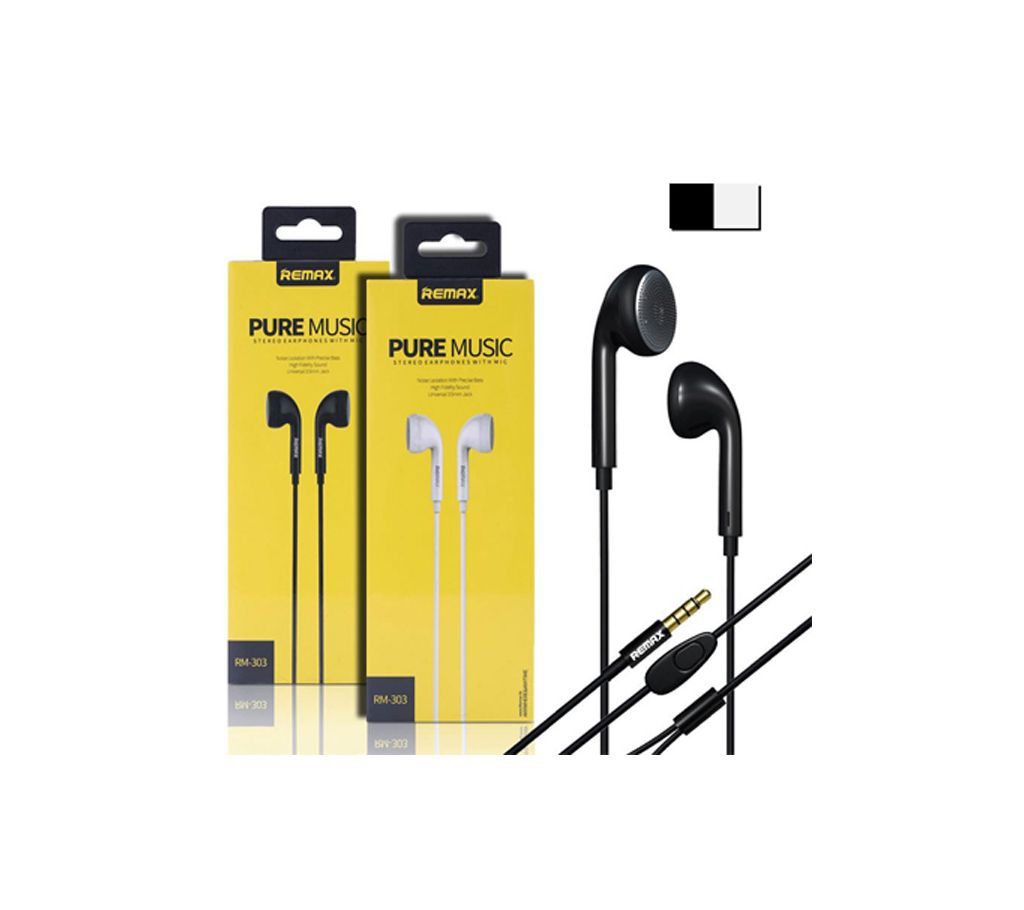 Remax 303 3.5mm Plug Wired Earphones With Mic Pure Music In-Ear Headphones For Computer Mobile Phone