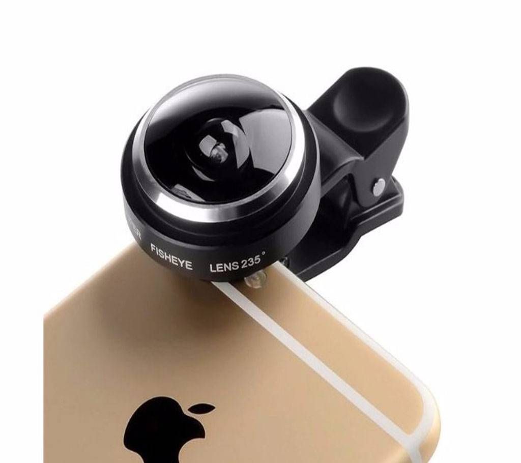 Universal 2 in 1 235 Degree  Camera Lens Kit Clip-On  + 19X Macro Lens for Smartphone