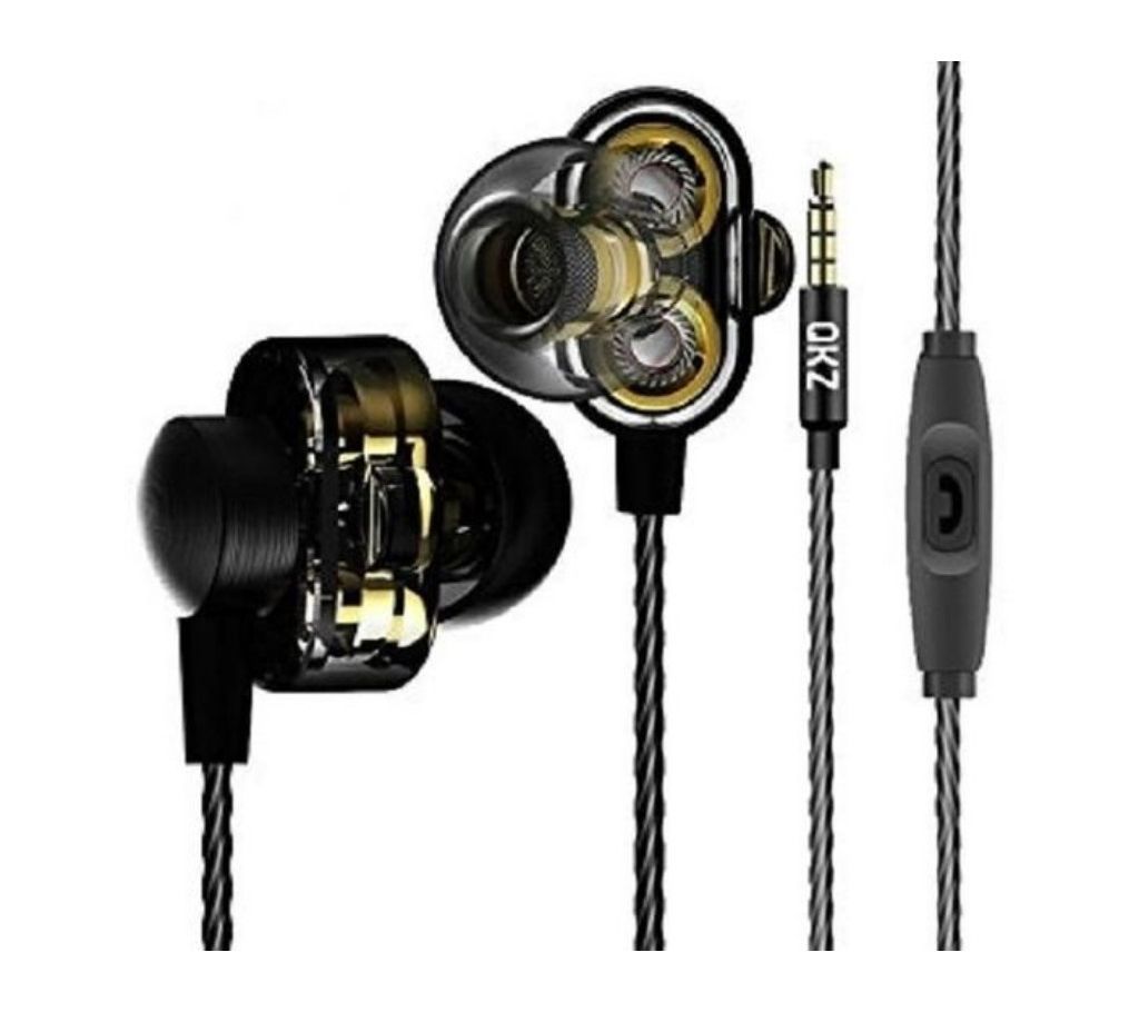 QKZ DMB Earphone Dual Driver Headphone CHG-Black