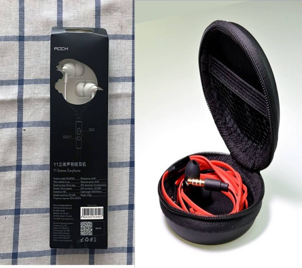 Rock Y1 Top Brand Earphone With Earphone Case