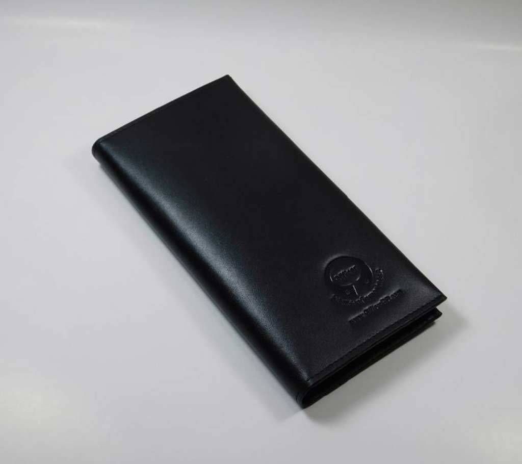 Leather mobile cover cum wallet - Black