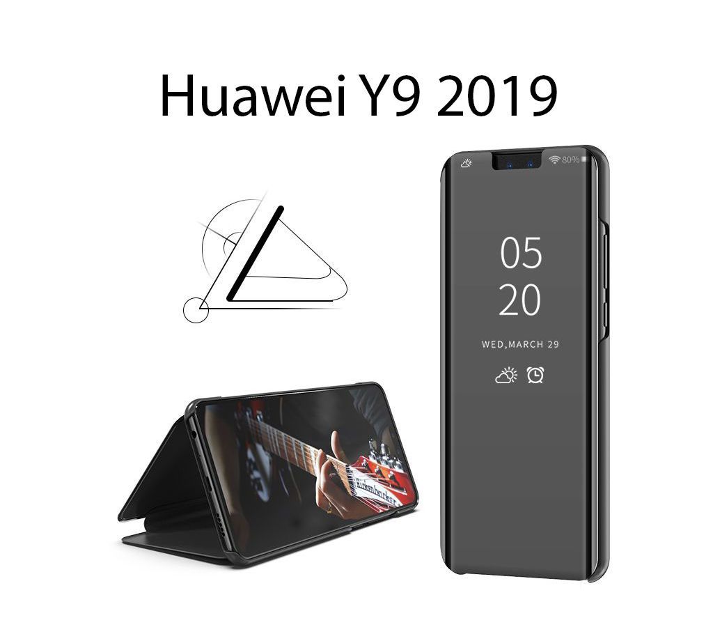 Huawei Y9 (2019) Clear View Mirror PU Leather Flip Stand Cover
