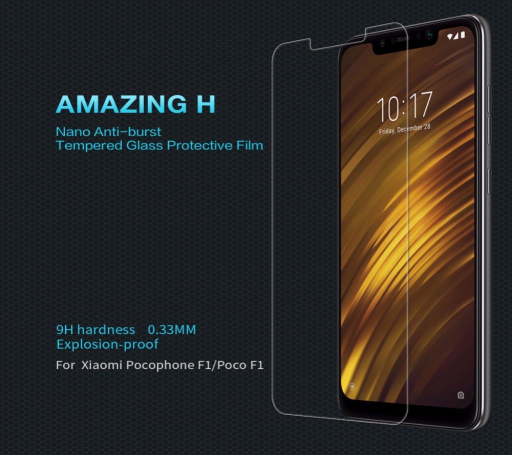 POCO F-1 NILLKIN AMAZING CP+ Anti-burst Tempered Glass Protector -Black
