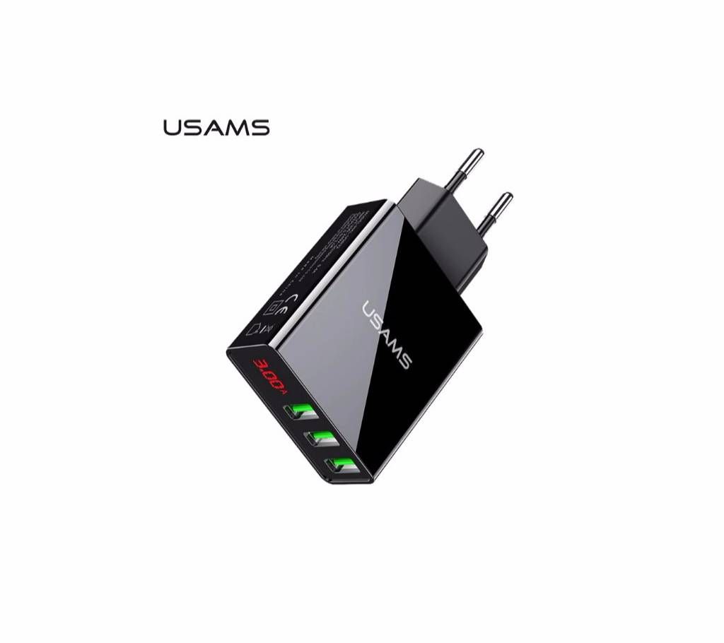 Original USAM 5V Fast charging LED Display 3 port EU Plug Total Max 3A Smart Fast Charger