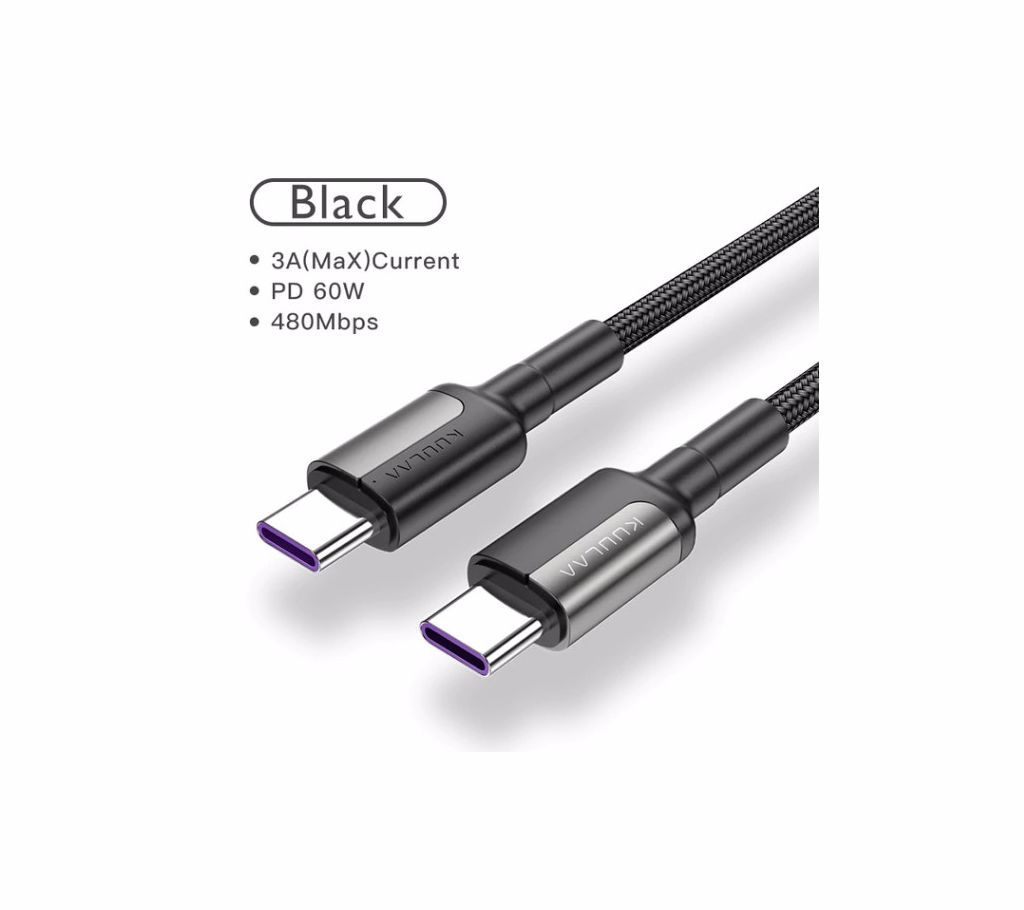 KUULAA 60W PD QC 4.0 Quick Charge Type C to USB Type C Cable