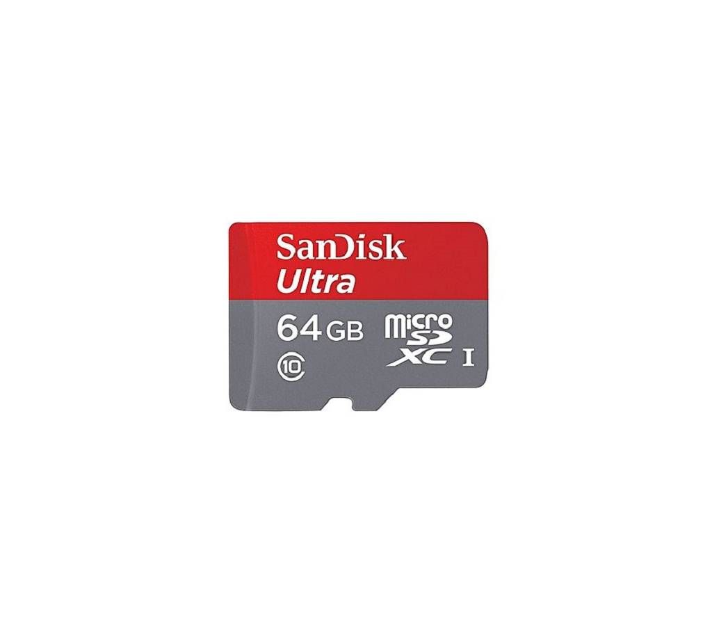 SanDisk Ultra 64GB MicroSDHC Memory Card - Red & Grey