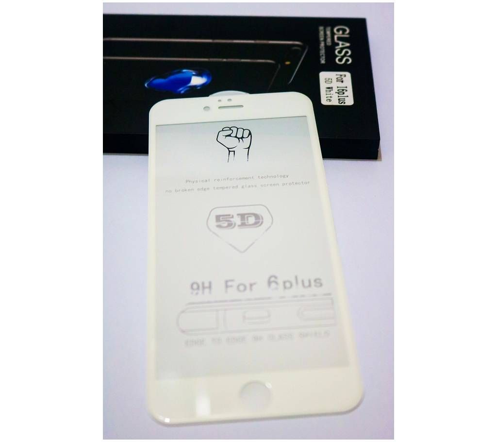 Premium Quality 5D Tempered Glass for iPhone 6 Plus - White