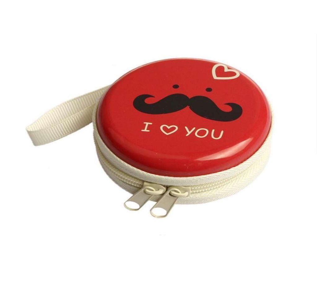 I Love You Mini Zipper Earphone Headphone SD Card Bag Box Carrying Pouch Storage