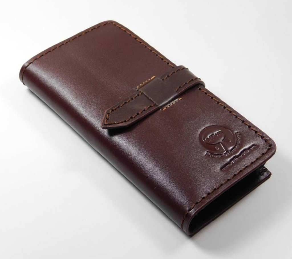 Leather mobile cover cum wallet - Chocolate
