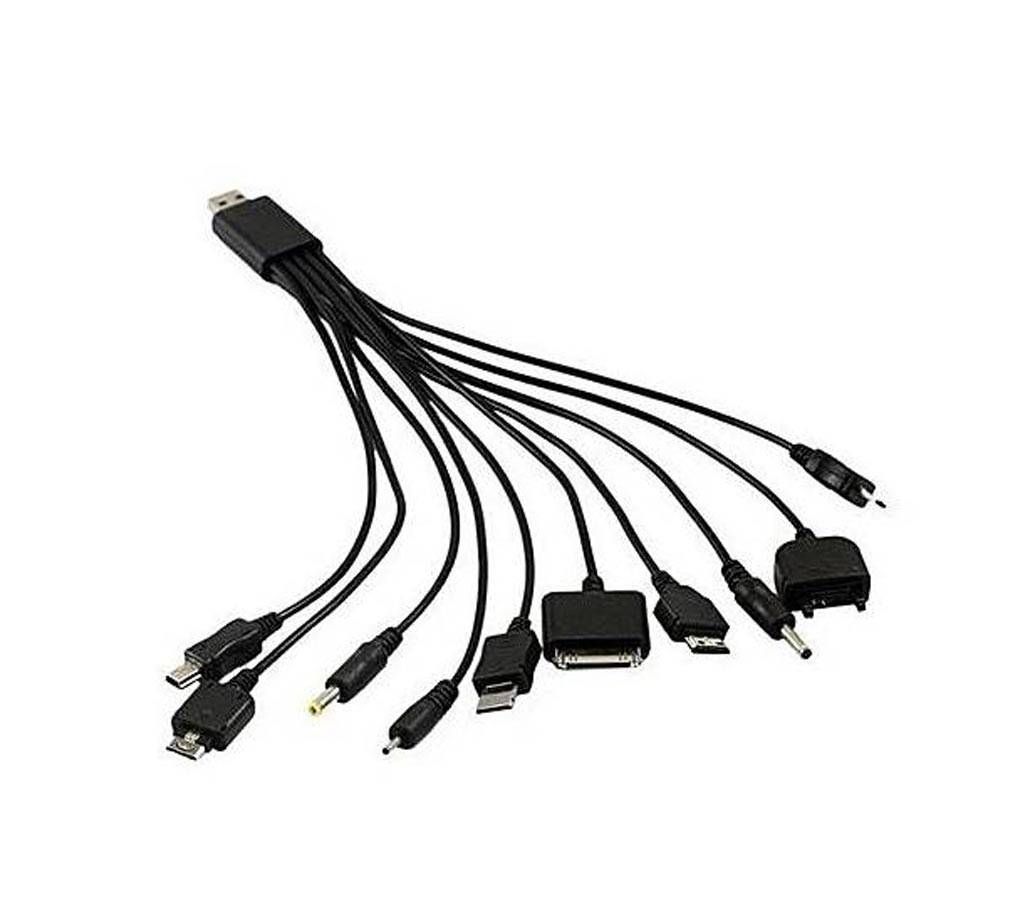 10 in 1 Multi Mobile Charging Cables - Black