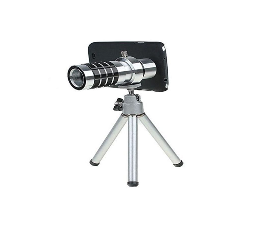 12x Optical Zoom Universal Smartphone Telephoto Telescope Lens - Silver