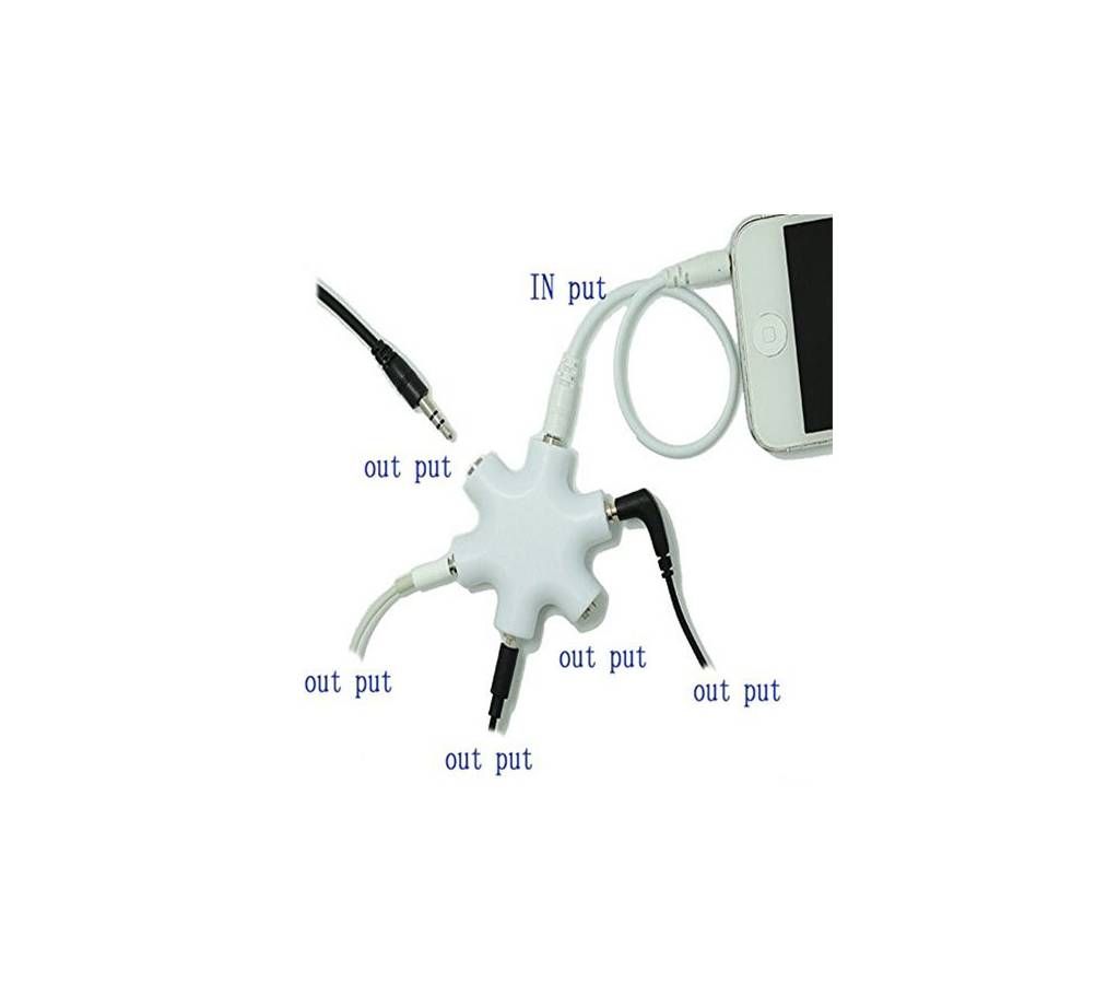 5 port Audio Cable sharing splitter converter
