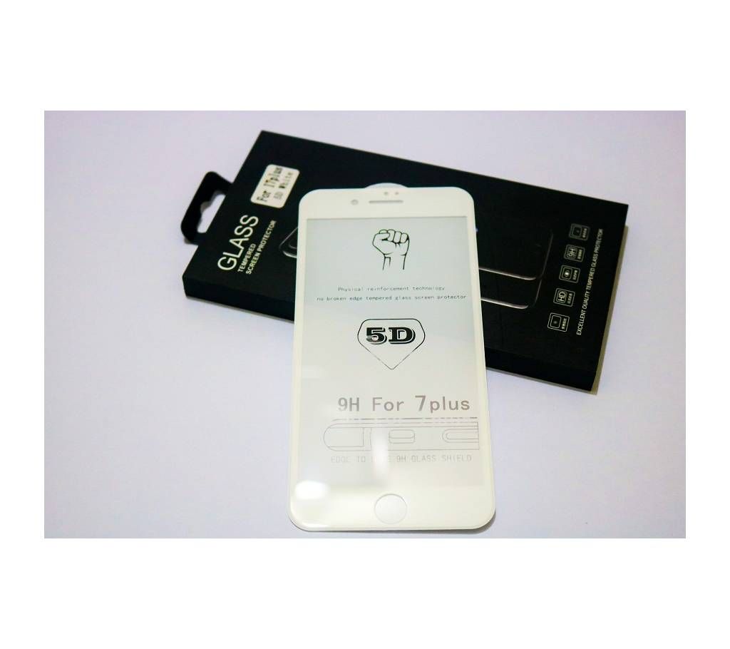 Premium Quality 5D Tempered Glass for iPhone 7 Plus - White