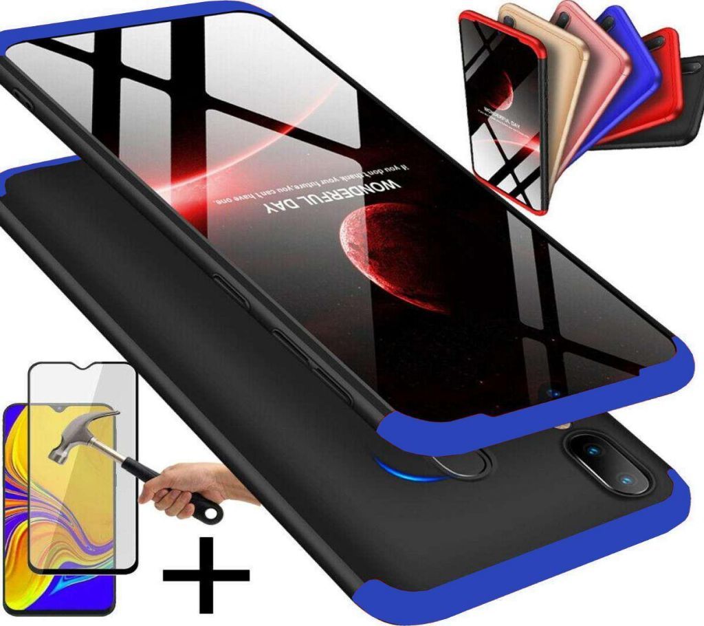 Samsung M20 360 Degree GKK Phone Back Cover With 6D Free Glass - Black&Red