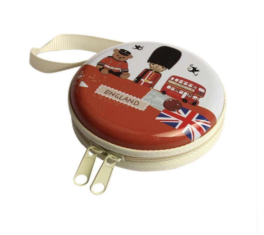 England Mini Zipper Earphone Headphone Box Bag SD Card Carrying Pouch Storage