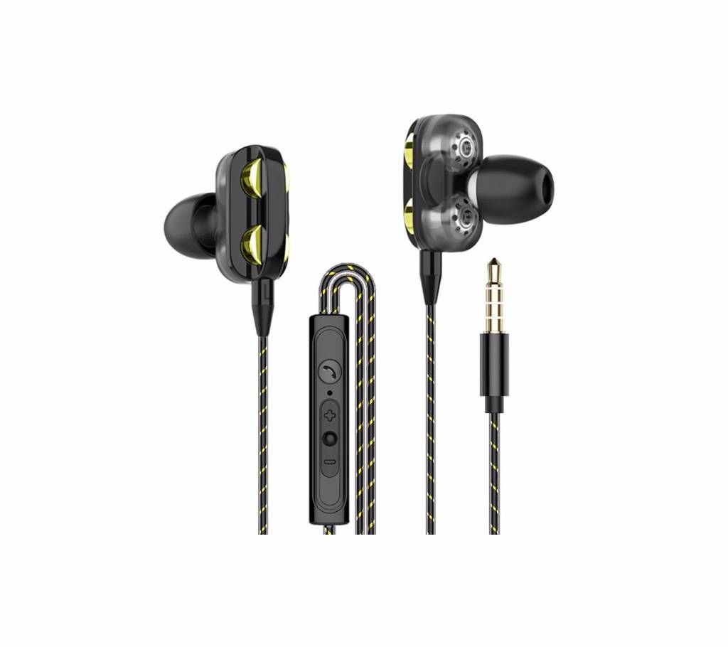Dual Dynamic Circle Heavy Bass In-Ear Wired Earphone Headphone with Microphone