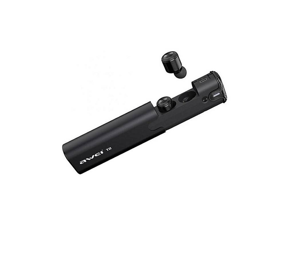 Awei T8 Sport Wireless Bluetooth Headphones With Charging Dock Wireless Earbuds - Black