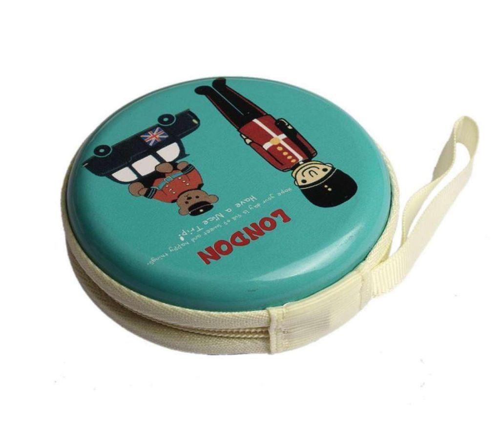 London Mini Zipper Earphone Headphone Box Bag SD Card Carrying Pouch Storage