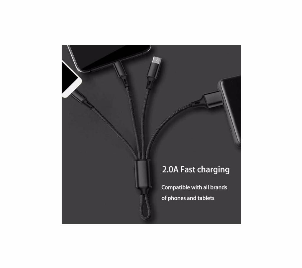 Multi usb charging cable for  3 in 1 short charge cable For type-c micro usb Iphone  cable