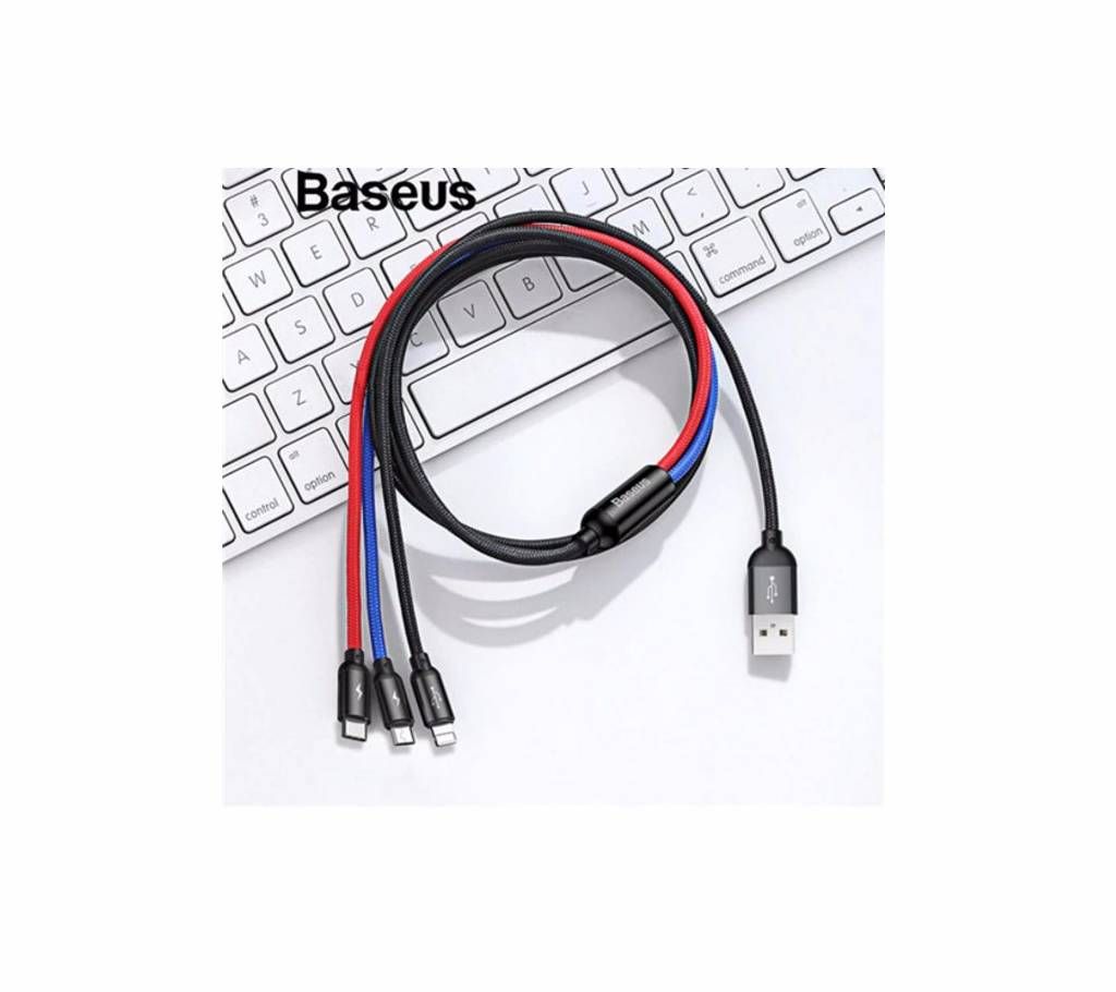 Baseus 3 in 1 USB Cable for Mobile Phone Micro USB Type C Cable for iPhone Charging Cable