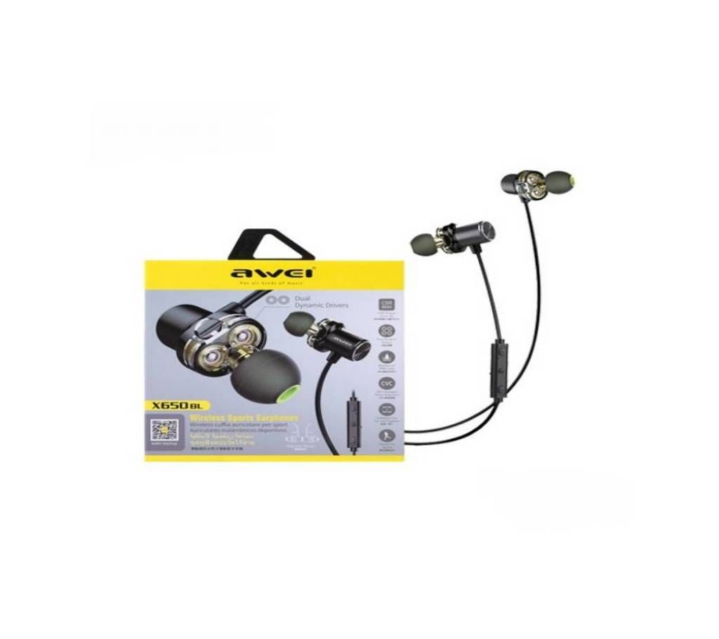 AWEI X650BL Megneti Dual Driver Bluetooth Earphone