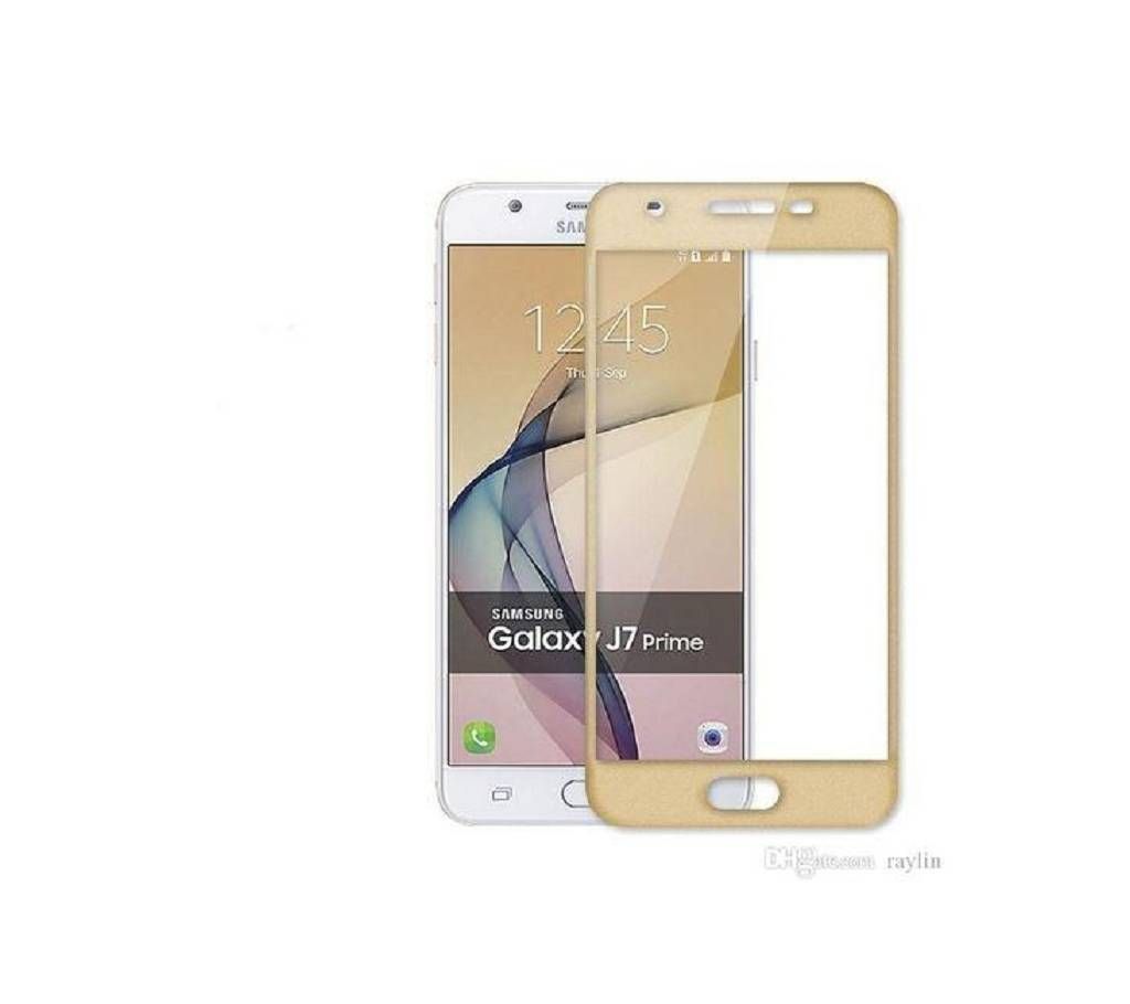 Samsung J7 Prime 5D Tempered Glass Screen Protector - Golden and Transparent