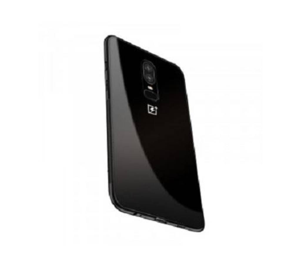 Glass Back Case for One Plus 6 - Black