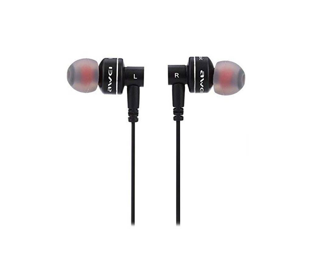 Awei ES-10TY Black Universal HiFi Metal Heavy Bass Wired Earphone for iPhone Samsung Huawei Xiaomi