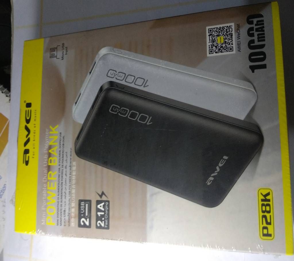 Awei P28K 10000mAh Super-Fast Charging 2 USB Port Power Bank 
